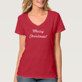 MERRY CHRISTMAS HANES V-hals T-shirt (Voorkant)