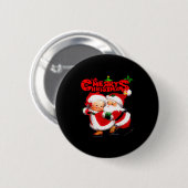 Merry Christmas - Happy Cute Mrs Claus And Mr Clau Ronde Button 5,7 Cm (Voorkant /achterkant)