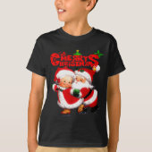 Merry Christmas - Happy Cute Mrs Claus And Mr Clau T-shirt (Voorkant)