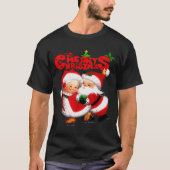 Merry Christmas - Happy Cute Mrs Claus And Mr Clau T-shirt (Voorkant)