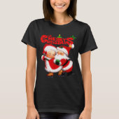 Merry Christmas - Happy Cute Mrs Claus And Mr Clau T-shirt (Voorkant)
