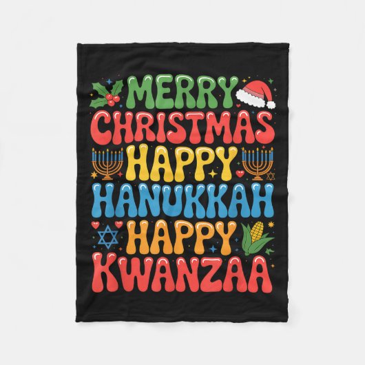 Merry Christmas Happy Hanukkah Kwanzaa Quote  Fleece Deken (Voorkant)