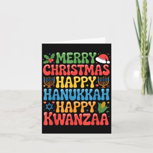 Merry Christmas Happy Hanukkah Kwanzaa Quote  Kaart (Voorkant)