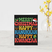 Merry Christmas Happy Hanukkah Kwanzaa Quote  Kaart (Gele Bloem)