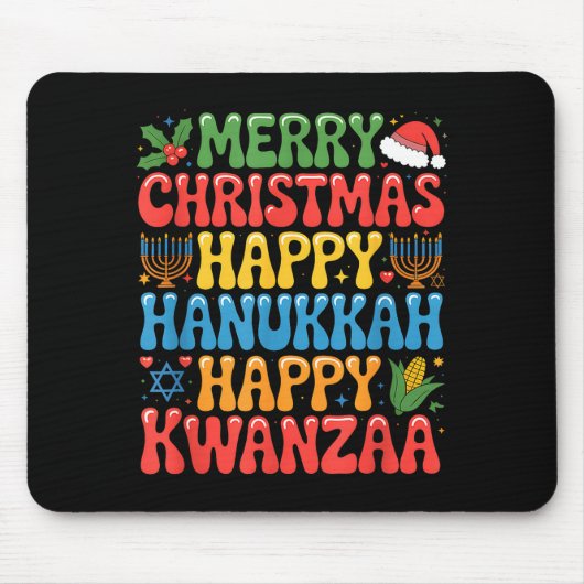 Merry Christmas Happy Hanukkah Kwanzaa Quote Muismat (Voorkant)