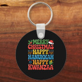 Merry Christmas Happy Hanukkah Kwanzaa Quote  Sleutelhanger (Voorkant)