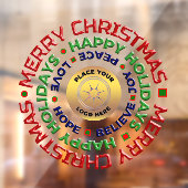 Merry Christmas Happy Holiday Business Logo Custom Raamsticker (Vel 2)