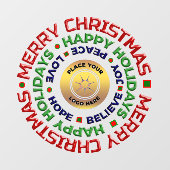 Merry Christmas Happy Holiday Business Logo Custom Raamsticker (Vel)