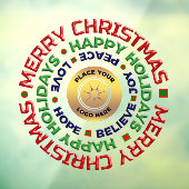 Merry Christmas Happy Holiday Business Logo Custom Raamsticker (Vel 3)