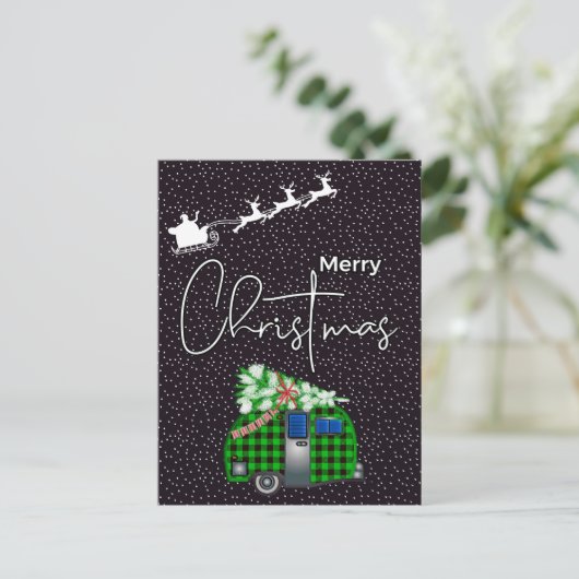 MERRY CHRISTMAS | Happy Holiday MCM Camper Briefkaart (Staand voorkant)