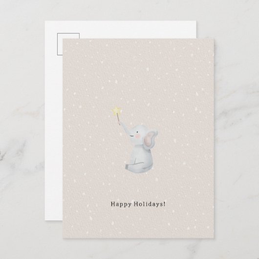 Merry Christmas Happy Holidays Elephant Card Briefkaart (Voorkant / Achterkant)