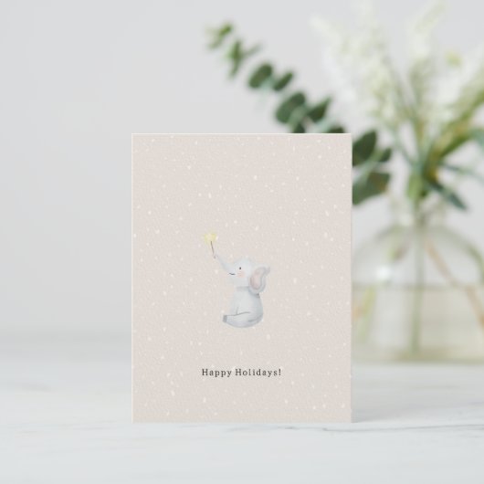 Merry Christmas Happy Holidays Elephant Card Briefkaart (Staand voorkant)
