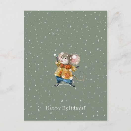 Merry Christmas Happy Holidays Mouse Card Briefkaart (Voorkant)