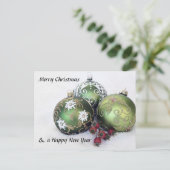 Merry Christmas & Happy New Year bauble Postcard Feestdagenkaart (Staand voorkant)