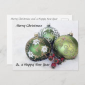 Merry Christmas & Happy New Year bauble Postcard Feestdagenkaart (Voorkant / Achterkant)