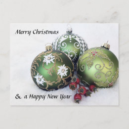 Merry Christmas & Happy New Year bauble Postcard Feestdagenkaart