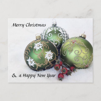 Merry Christmas & Happy New Year bauble Postcard Feestdagenkaart