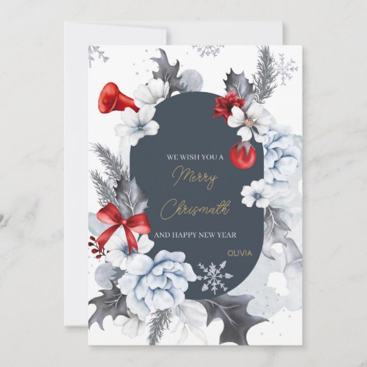 Merry Christmas happy new year card Bedankkaart (Voorkant)