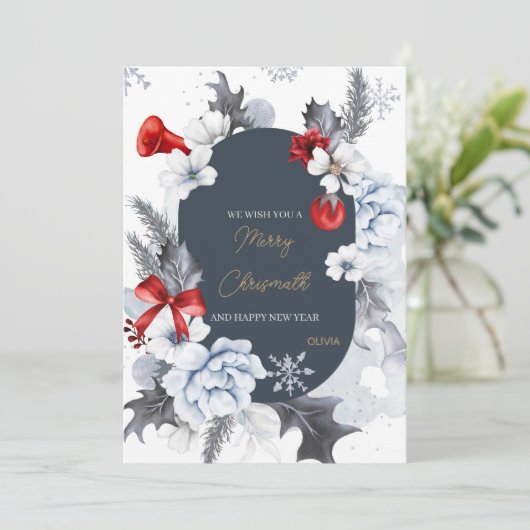 Merry Christmas happy new year card Bedankkaart (Staand voorkant)