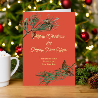 Merry Christmas & Happy New Year Card Folie Feestdagenkaart