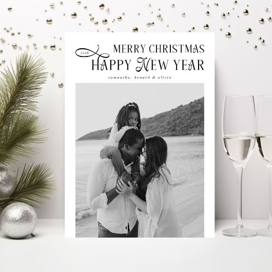 Merry Christmas Happy New Year Family 4 Photos Feestdagenkaart