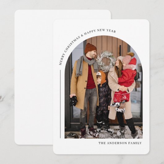 Merry Christmas & Happy New Year Family Photo Card Feestdagenkaart (Voorkant / Achterkant)