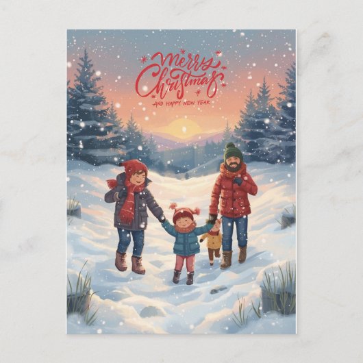 Merry Christmas & Happy New Year Feestdagenkaart (Voorkant)