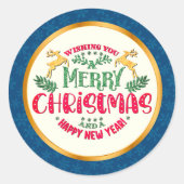 Merry Christmas & Happy New Year Festive Holiday Ronde Sticker (Voorkant)