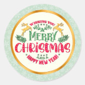 Merry Christmas & Happy New Year Festive Holiday Ronde Sticker (Voorkant)