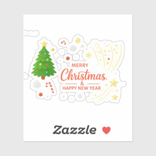 Merry Christmas & Happy New Year | Festive Holiday Sticker (Vel)