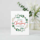 Merry Christmas & Happy New Year Floral Poster Briefkaart (Staand voorkant)