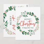 Merry Christmas & Happy New Year Floral Poster Briefkaart (Voorkant / Achterkant)