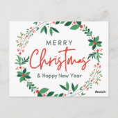 Merry Christmas & Happy New Year Floral Poster Briefkaart (Achterkant)