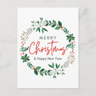 Merry Christmas & Happy New Year Floral Poster Briefkaart