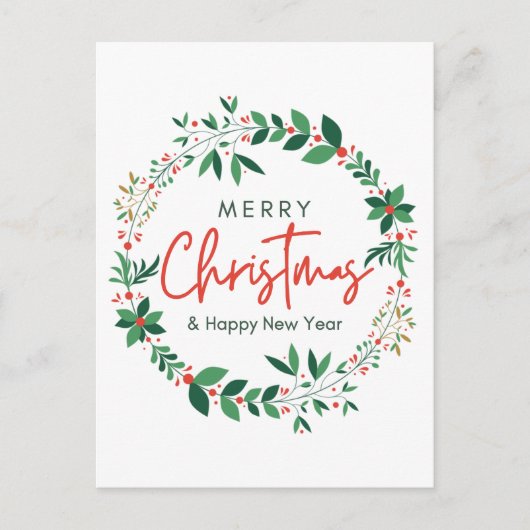 Merry Christmas & Happy New Year Floral Poster Briefkaart (Voorkant)