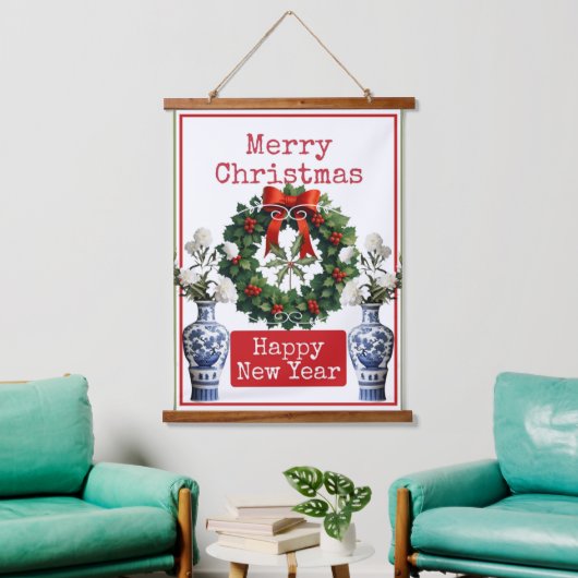 MERRY CHRISTMAS HAPPY NEW YEAR HANGEND WANDKLEED (Woonkamer)