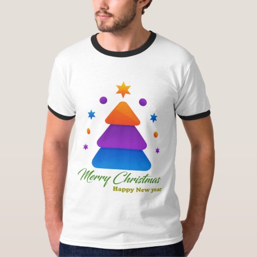Merry Christmas Happy New Year Men’s Ringer T-Shir T-shirt (Voorkant)