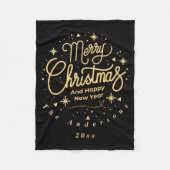 Merry Christmas Happy New Year Modern Green Gold Fleece Deken (Voorkant)