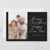 Merry Christmas & Happy New Year Modern Script Feestdagenkaart (Voorkant)