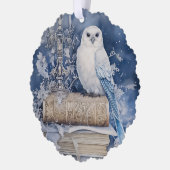 Merry Christmas Happy New Year White Owl Ornament Kaart (Links)