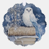 Merry Christmas Happy New Year White Owl Ornament Kaart (Voorkant)