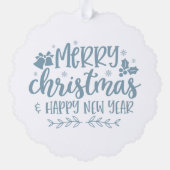 Merry Christmas Happy New Year White Owl Ornament Kaart (Achterkant)