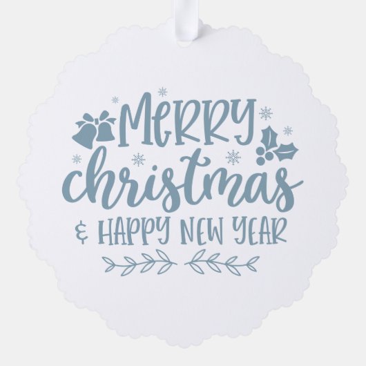 Merry Christmas Happy New Year White Owl Ornament Kaart (Achterkant)