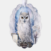 Merry Christmas Happy New Year White Owl Ornament Kaart (Links)