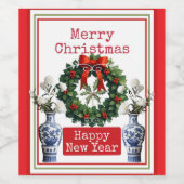 MERRY CHRISTMAS HAPPY NEW YEAR WIJN ETIKET (Enkel label)