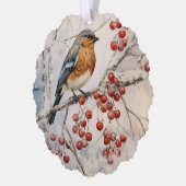 Merry Christmas Happy New Year Winter Robin  Ornament Kaart (Links)
