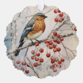 Merry Christmas Happy New Year Winter Robin  Ornament Kaart (Voorkant)