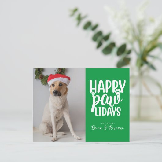 MERRY CHRISTMAS | Happy Paw-feestdagen Feestdagenkaart (Staand voorkant)