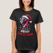 Merry Christmas Hat Santa Flamingo Christmas Light T-shirt (Voorkant)