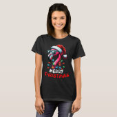 Merry Christmas Hat Santa Flamingo Christmas Light T-shirt (Voorkant volledig)